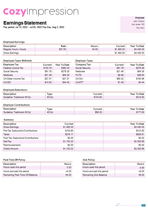 Download fast fashion company payslip template in Word and PDF formats Photoshop template